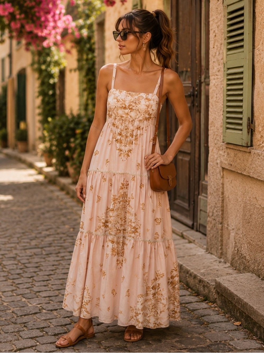 Sachin & Babi Giorno Tiered Floral Linen Blend Maxi Dress Cottagecore Medium - Picture 3 of 16
